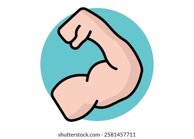Muscles icon. colored outline icon style. strong hand. icon related to gym and fitness. gym elements vector illustration