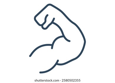 Muscles icon. line icon style. strong hand. icon related to gym and fitness. gym elements vector illustration
