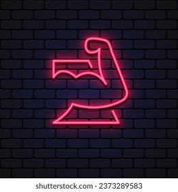 Muscles icon neon on light background. Vector illustration