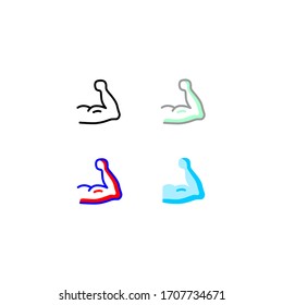 Muskeln Symbol gesetzt. flach, einfach, Umriss, Farbe. Gesundheits- und Gesundheitswesen.