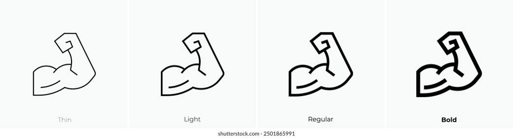 muscles icon. Thin, Light Regular And Bold style design isolated on white background