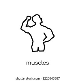 Muscles icon. Trendy modern flat linear vector Muscles icon on white background from thin line Gym and fitness collection, editable outline stroke vector illustration