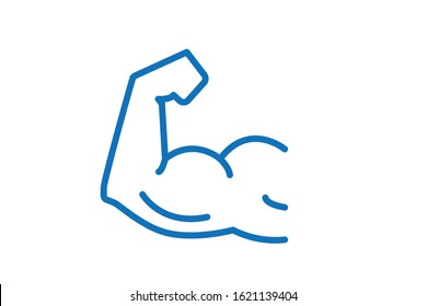 Muscles icon vector on white background blue version