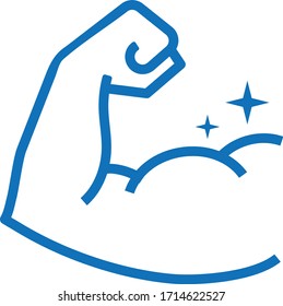 Muscles icon, vim icon, power ico vector (blue version)   