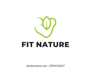 muscles leaf logo design, nature fitness gym symbol vector design