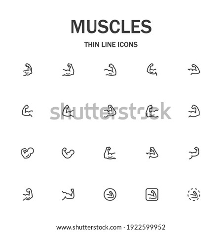 Muscles line icon set. Collection of modern signs for web design and mobile app. Medical pictograms. Black icon on white background. Collection of high-quality outline logo
