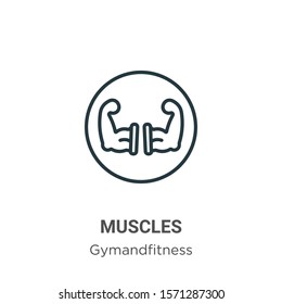 Muscles outline vector icon. Thin line black muscles icon, flat vector simple element illustration from editable gymandfitness concept isolated on white background