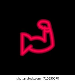 Muscles red glowing neon ui ux icon. Glowing sign logo vector