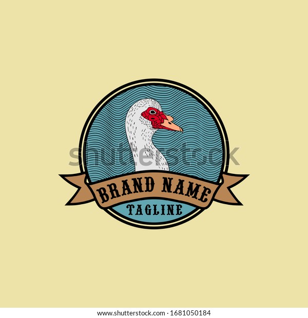 muscovy duck head vector logo\
badge