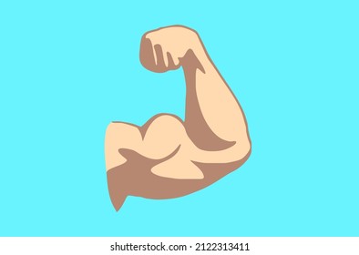 Muscular arm, bicep.
Bodybuilding, champion, sport symbol.
Vector drawing, EPS 10.