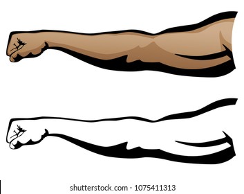 Muscular Arm Extended Fist Punch Vector Illustration