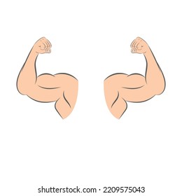 Muscular arm flexing strong hand biceps hand drawn vector illustration