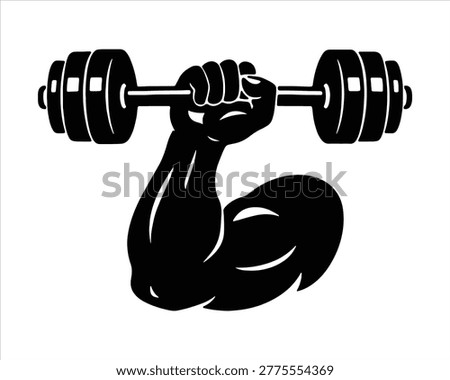 Muscular Arm Holding Dumbbell Weightlifting Icon Vector. Muscle Arm hold Dumbbell