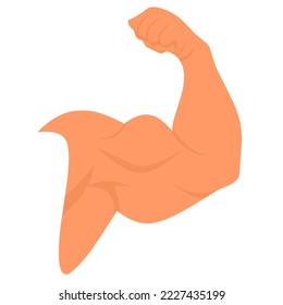 Muscular arm icon in bodybuilder pose. Big, stocky biceps on a white background. Great for sports logos, muscular man.