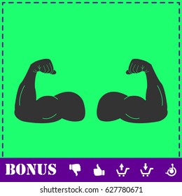 Muscular arm icon flat. Simple vector symbol and bonus icon