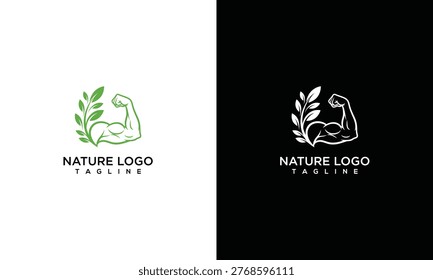 Muscular Arm and Leaf Logo Design