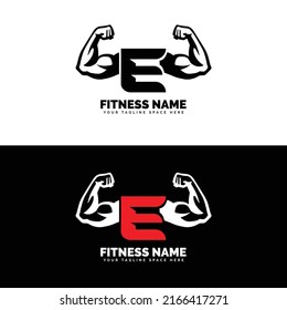 Muscular Arm Letter E Logo Design Letter 