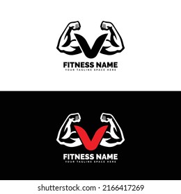 Muscular Arm Letter V Logo Design Letter 