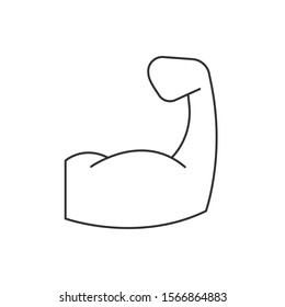 Muscular arm line icon on white background