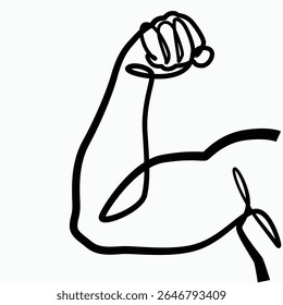 Braços musculares Homens um desenho de linha. Muscular Arms Men ilustração de linha única. Armas Musculares Homens arte de linha minimalista. Armas Musculares Homens arte vetorial