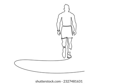 muscular athlete man walking outside running lifestyle active activity line art