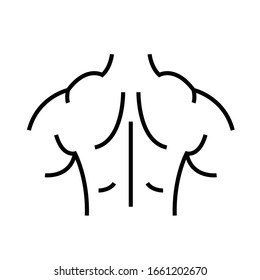 Muskuläres Rückzeilensymbol, Concept-Schild, Umriss-Vektorillustration, Linearsymbol.