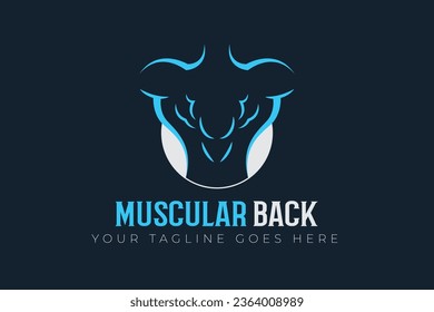 Muscular back lineart vector logo design for gym and fitness
