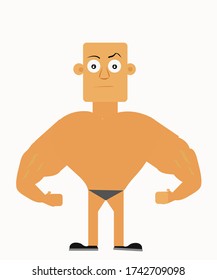  muscular bald man vector illustration. eps10