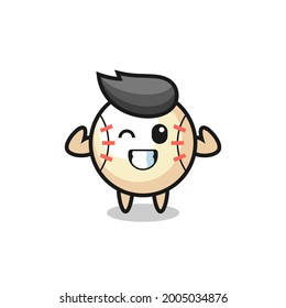 the muscular baseball character is posing showing his muscles , cute style design for t shirt, sticker, logo element