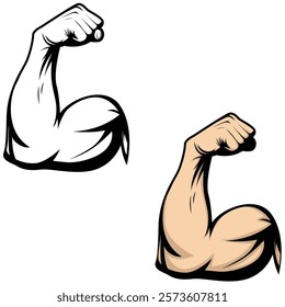 Muscular biceps vector illustration. Biceps bodybuilder, fitness design. 