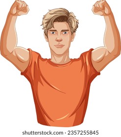 Muscular blond man isolated on white background, smiling happily