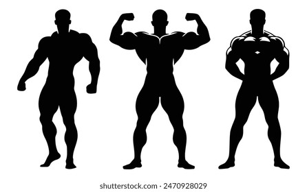 Muscular bodybuilder vector silhouette illustration isolated on a white background. it's a vector file.