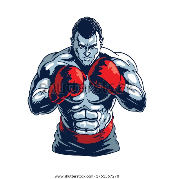 Muscular Boxer Isolated On White Champion Stock Vector (Royalty Free ...