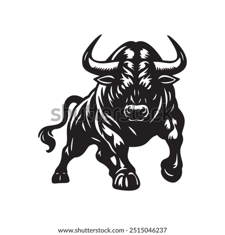 Аggressive muscular bull ready to attack. vector illustration
