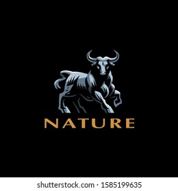 Muscular Bull or taurus with horns. Vector illustration