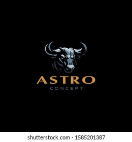 Muscular Bull or taurus with horns. Vector illustration