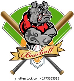 muscular bulldog and baseball bat