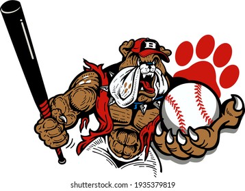 muscular bulldog baseball team mascot for school, college or league