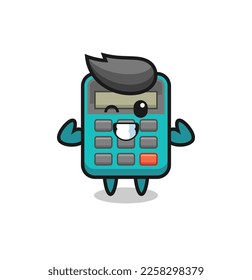 the muscular calculator character is posing showing his muscles , cute style design for t shirt, sticker, logo element