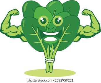 Muscular Cartoon Spinach Vegetable Vector Illustration