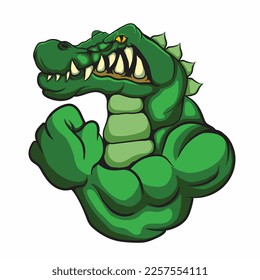 Muscular crocodile animal logo mascot