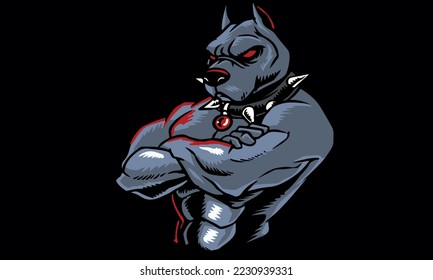 muscular dog red eyes barbed collar