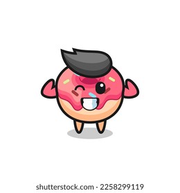 the muscular doughnut character is posing showing his muscles