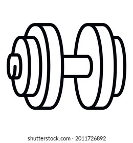 Muscular dumbell icon. Outline muscular dumbell vector icon for web design isolated on white background
