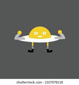 a muscular egg character like a wrestler