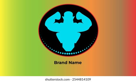 muscular fitness logo with human