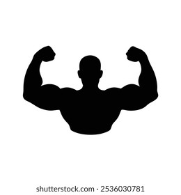 Muscular Flexing Silhouette - Fitness Icon Vector Design.