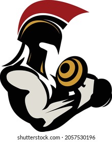 Muscular gladiator, spartan, centurion, athletic gym logo concept