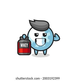 the muscular golf character is holding a protein supplement , cute style design for t shirt, sticker, logo element