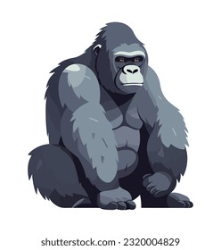 Icono de asiento de mascota gorila muscular aislado